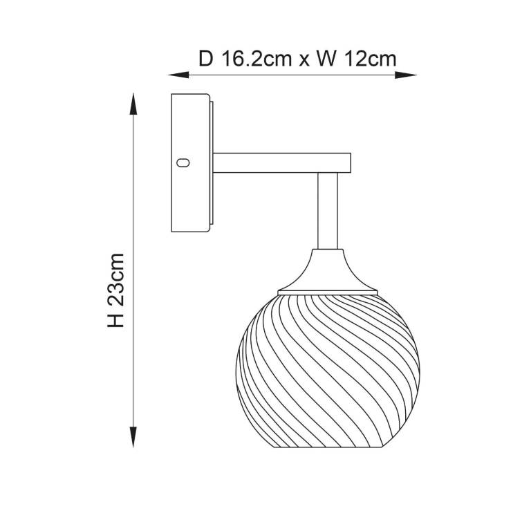 New Wall Light Sconce - Clear Swirl Glass Globe Shade
