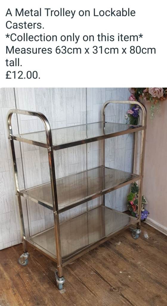 A Metal Kitchen Trolley on Lockable Casters. 