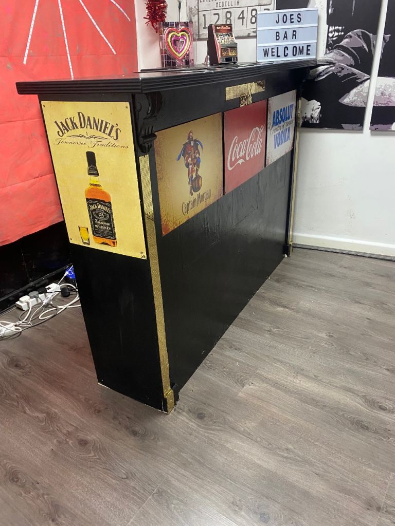 handmade bar for mancave with new stool 