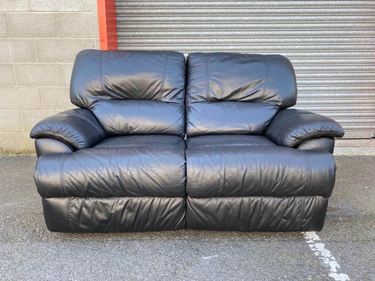 Black Leather RECLINER 2 Seater Sofa 