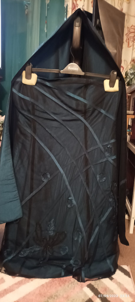 Size 18 Beautiful Teal Blue /Black /lace Evening Dress and Shawl Jacket for £12