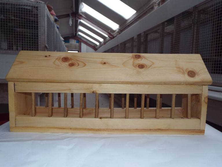 Handmade wooden pigeon , chicken feeder  