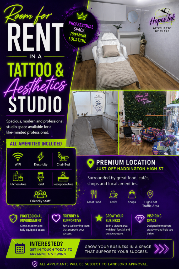 Room for Rent in Tattoo & Aesthetics Studio – Premium Location