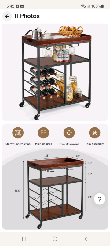 Bar serving cart