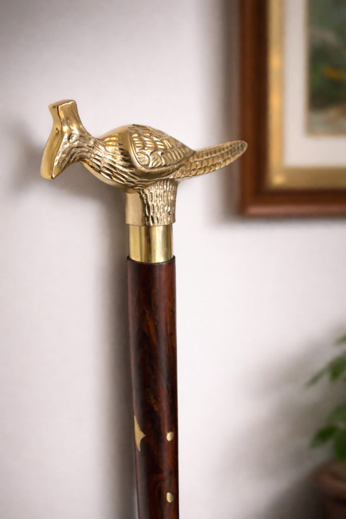 Wooden Walking stick with engraved brass holder