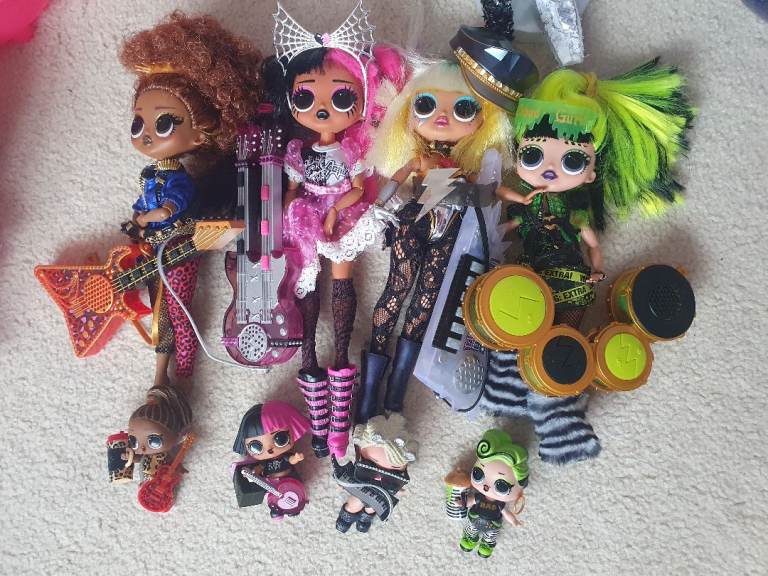 Large LOL Surprise OMG Music Band Dolls & Lil Sisters Bundle with Accessories