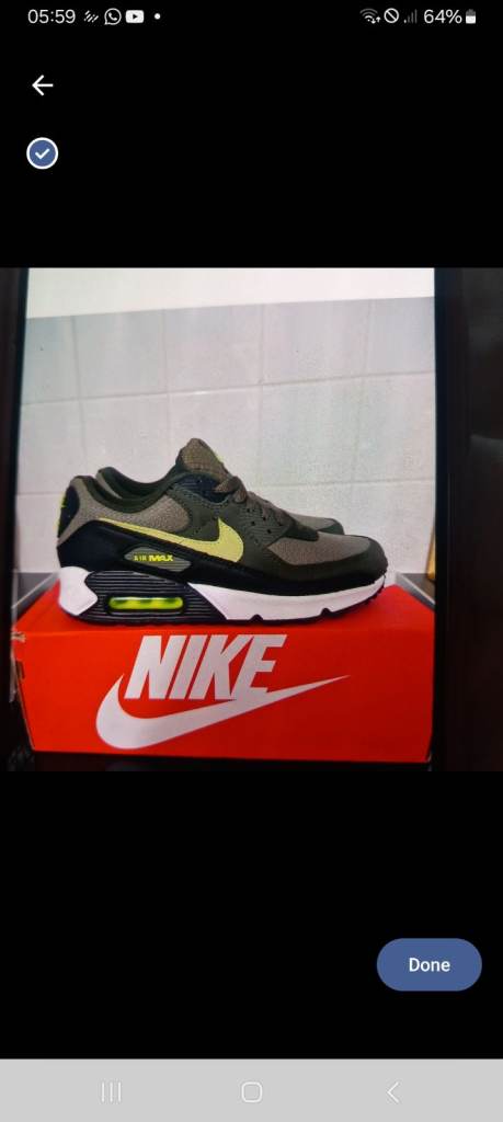 Nike Air Max 90 "Medium Olive - Volt" Trainers - Size 7, New