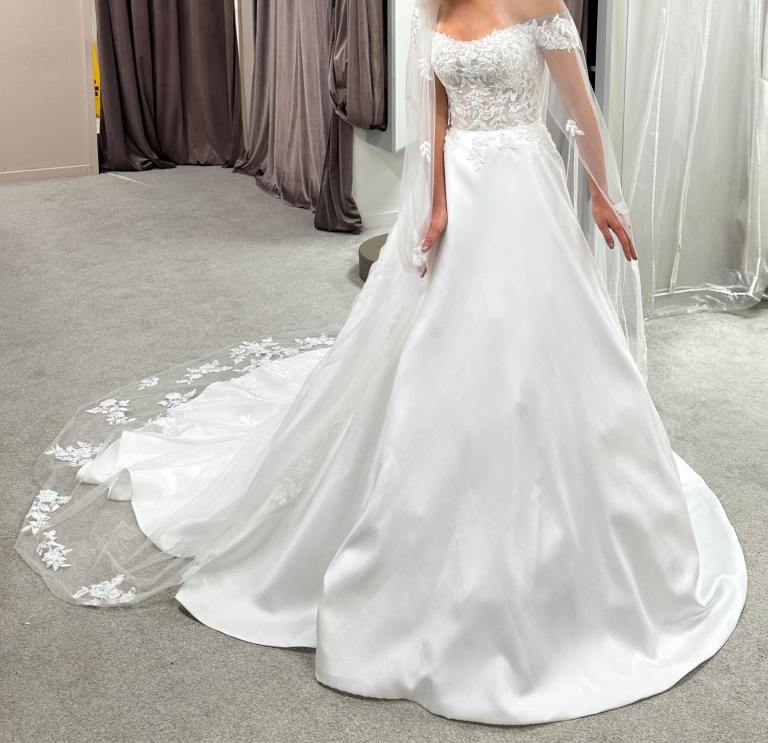 Wedding gown and vail