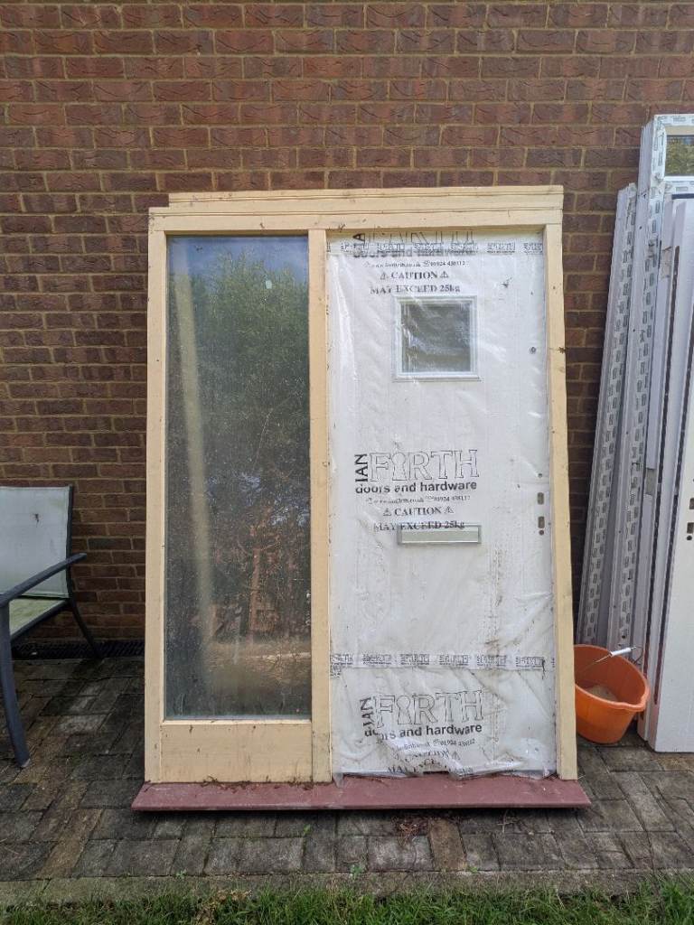 Composite door with window and frame 