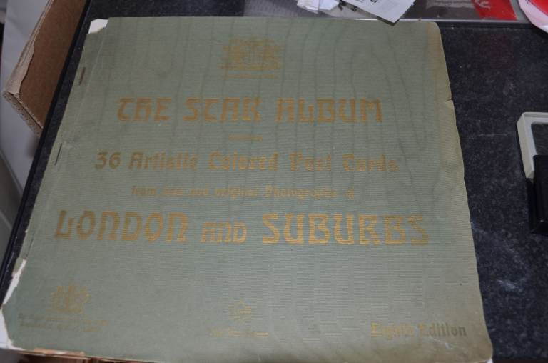 Large Edwardian Coloured Postcard Album “London & Suburbs” x36 by GD&D