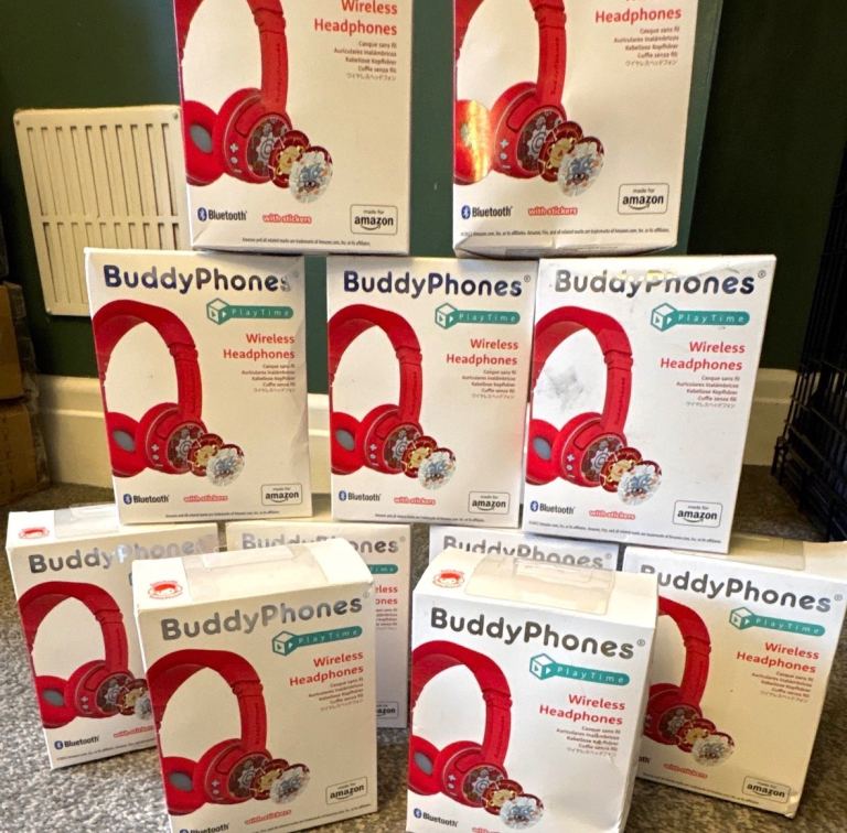 BuddyPhones PlayTime Wireless Headphones - Red, New in Box £20 each 