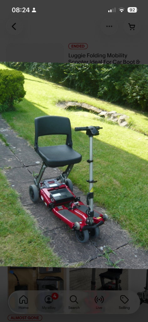 Luggie Folding Mobility Scooter - Red, Good Working Order