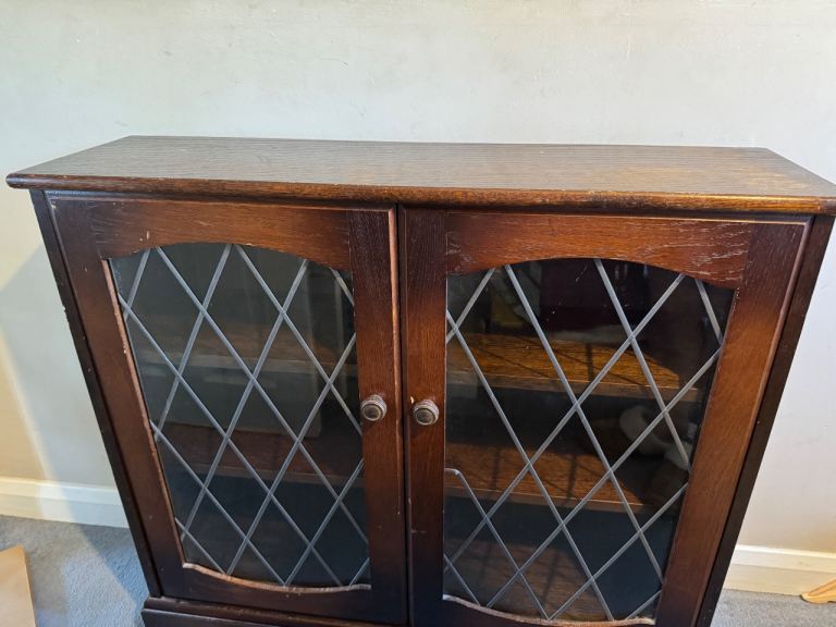  Wooden Display Cabinet with Glass Doors – Good Condition