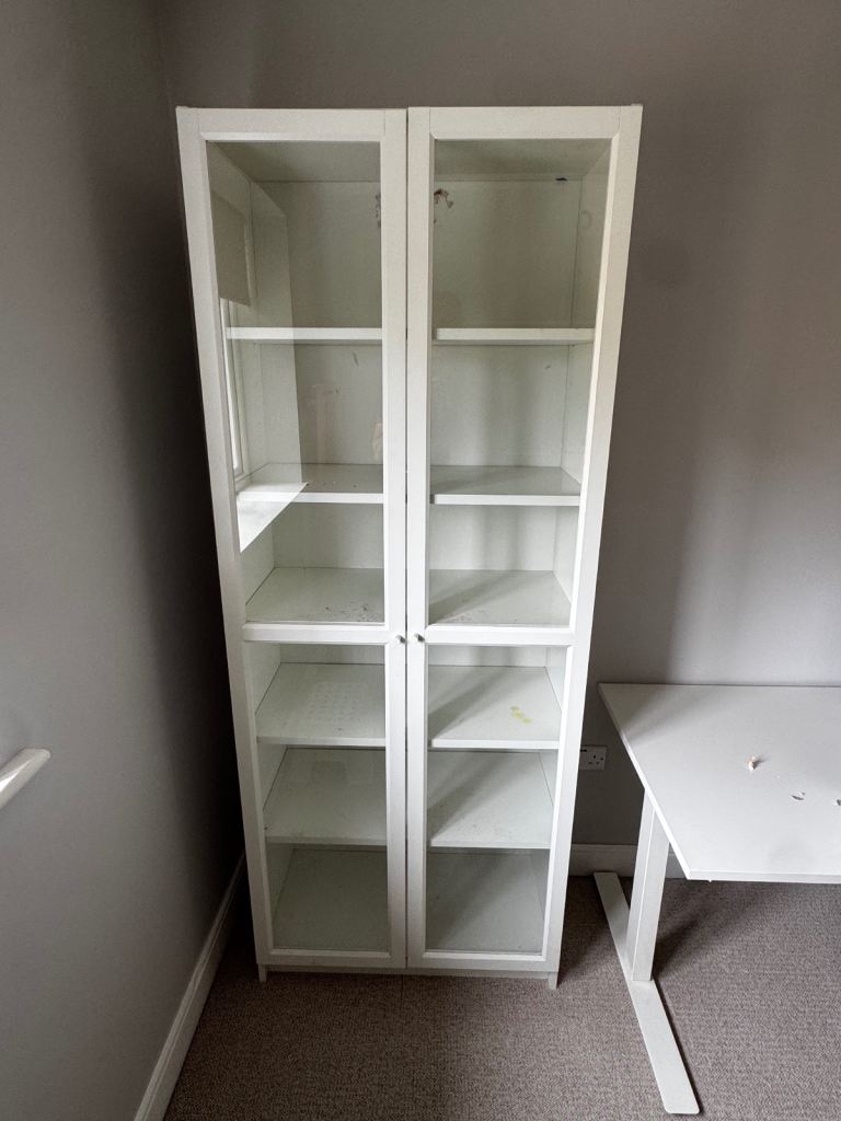 IKEA Billy White Glass-Door Bookcase / Display Cabinet - Good Condition