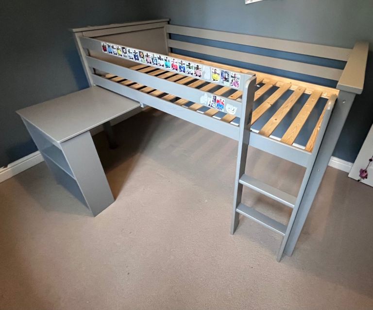 Kids Habitat mid height bunk bed with slide out desk 