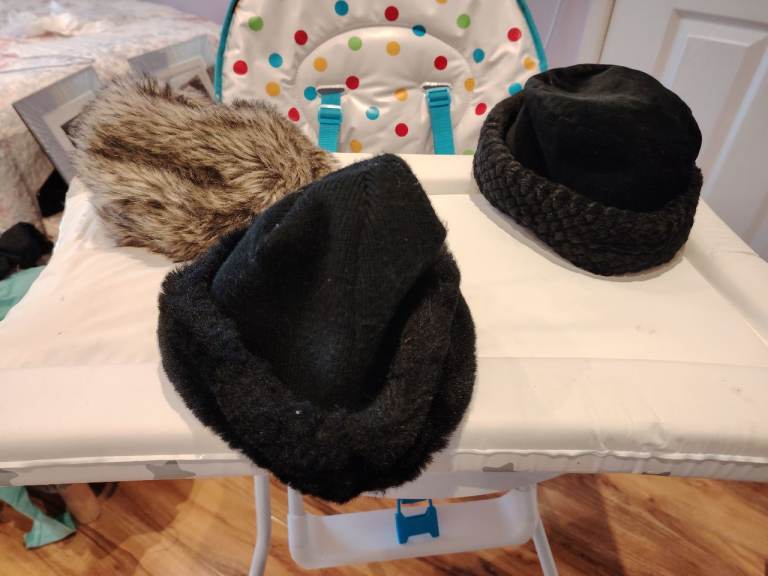 3 faux fur hats