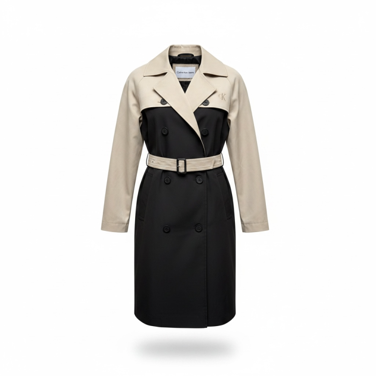 Authentic Calvin Klein Jeans Kids Designer Colorblock Trench Coat.