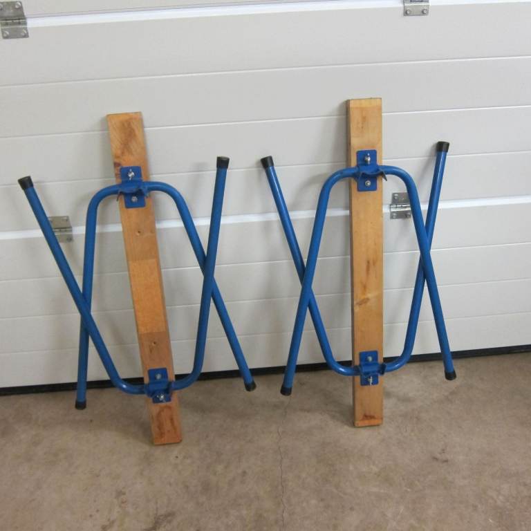 Extremely sturdy a pair of fold-up trestles seldom used