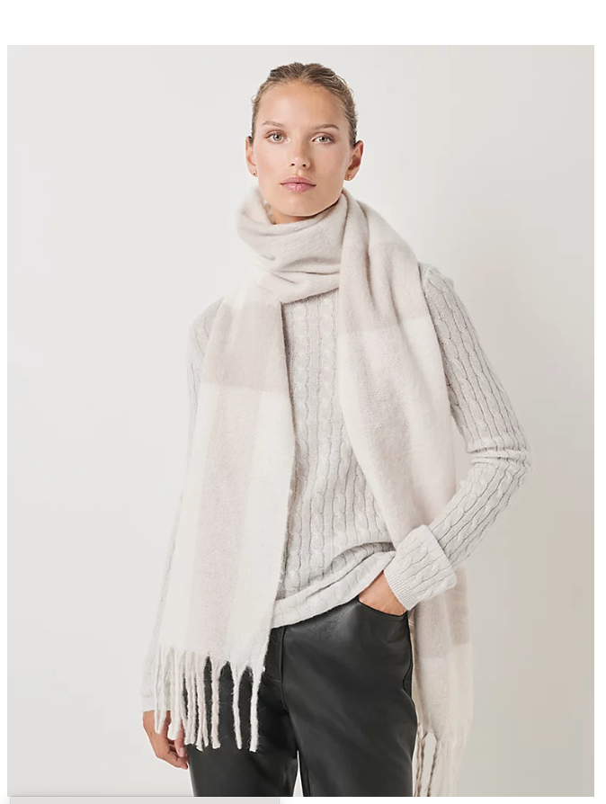 The White Company New Alpaca Blend Check Scarf