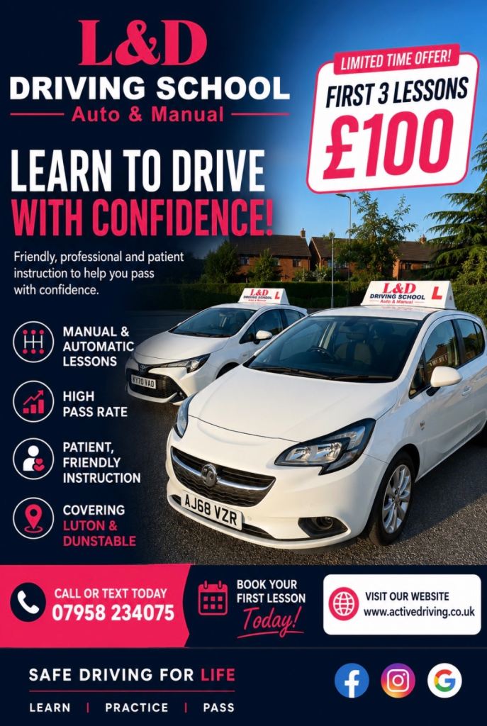 Auto & Manual Driving Lesson in Luton & Dunstable 