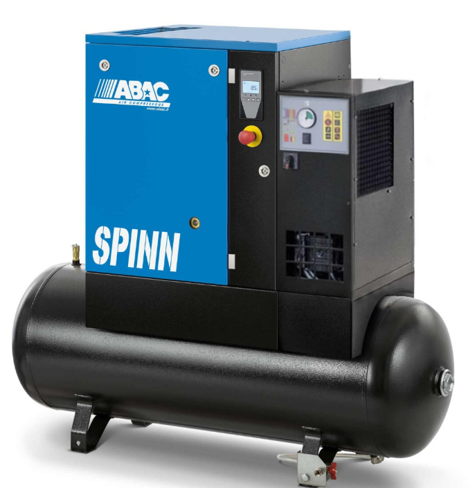 ABAC SPINN XE Dryer C55 Screw Air Compressor (7.5HP/5.5Kw, 25 CFM, 10 Bar, 270L Tank, Three Phase)