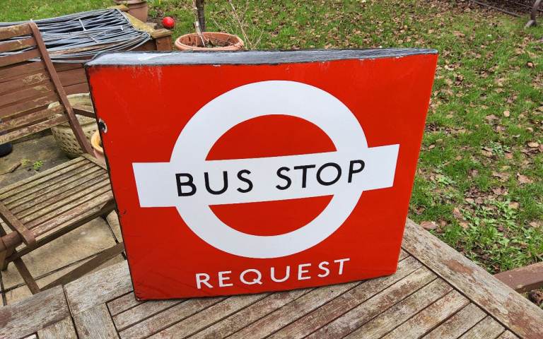 Vintage London Transport bus stop enamel sign,all original 1960s