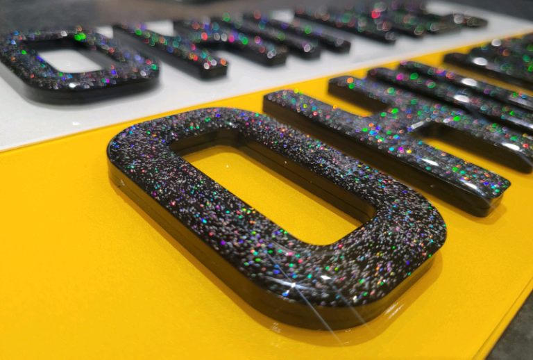 6mm Black 4D Glitter Gel Car Number Plates
