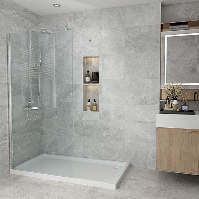 Murcia 8 wet room shower panel 1100mm chrome wall profile and  stabilising bar included 8mm 