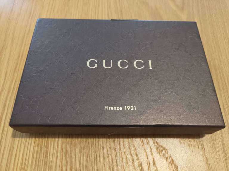 New Genuine Gucci GG Mens Black Leather Wallet Card Holder Boxed