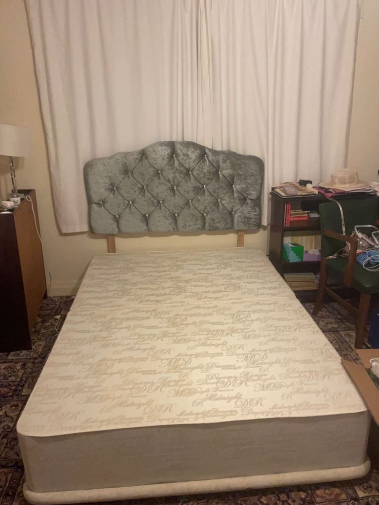 Double bed base with drawers and headboard