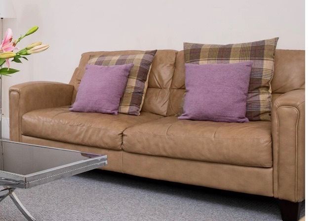 Tan Leather Two-Seater and 3 seater Sofa – ok Condition