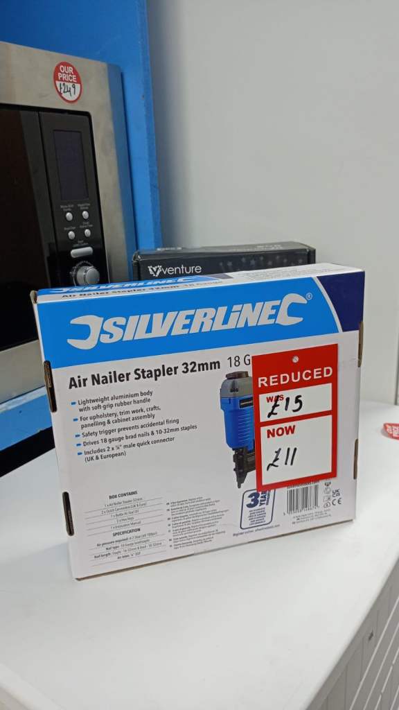 £11 Silverline Air Nailer Stapler 32mm 18 Gauge - Bulk Buy Available