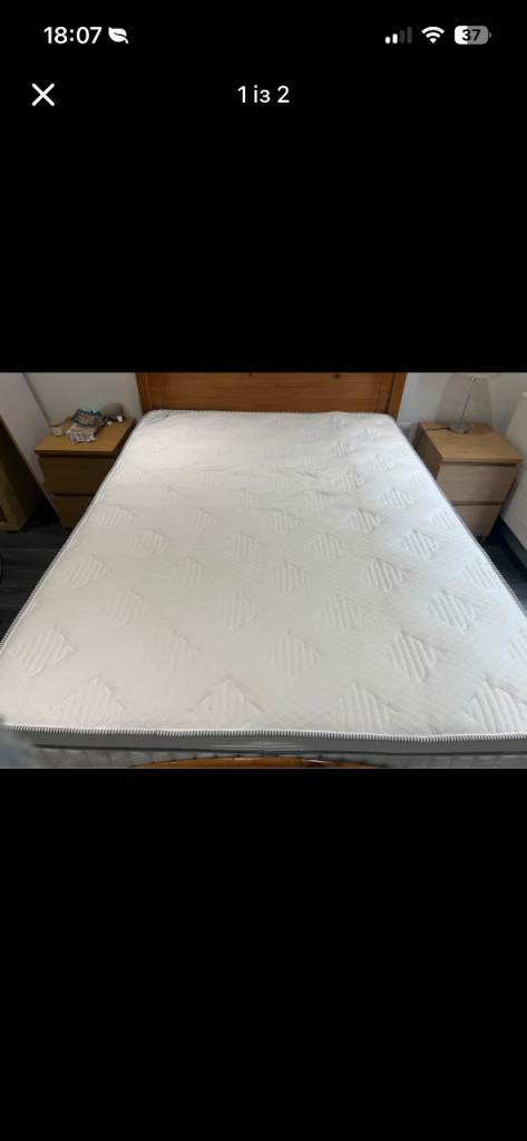 White Double Mattress and Bed frame - Good Condition