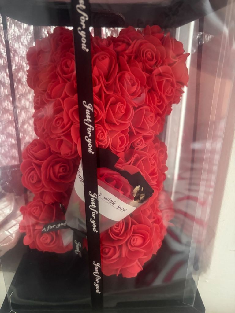 New Red Rose Bear in Box – Perfect Gift
