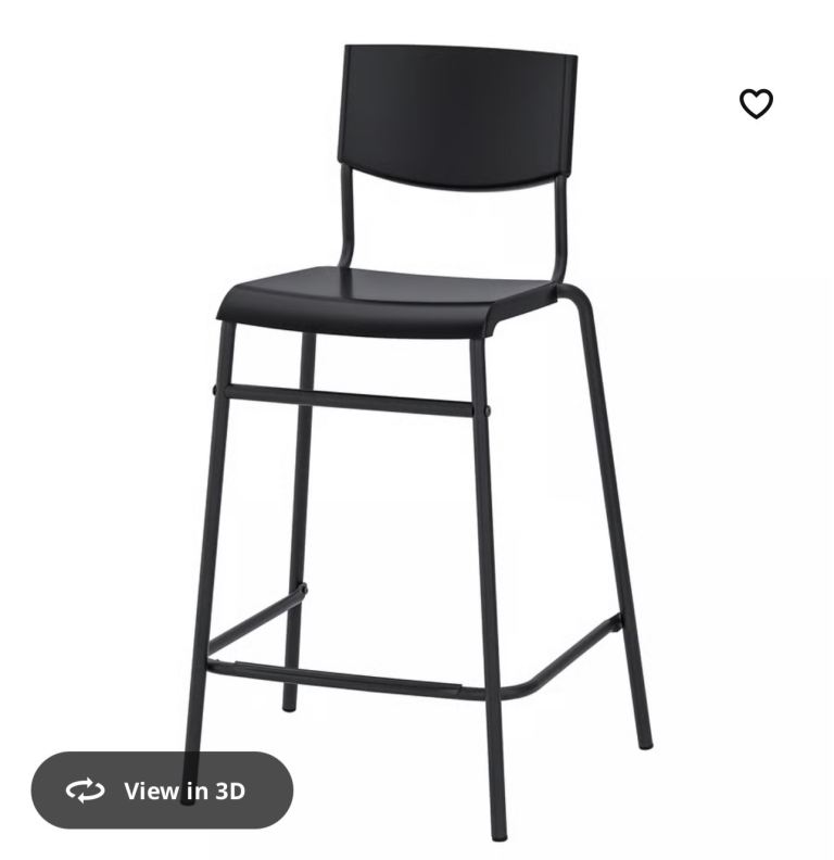 2 IKEA Black Bar Stools with Grey Cushions – As Good As New