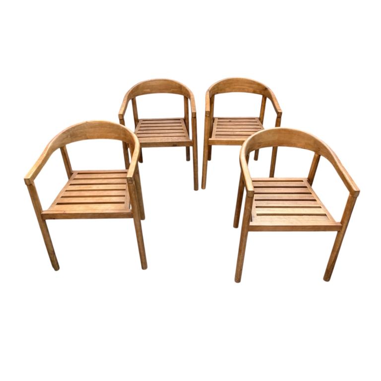 4 x Cox & Cox Wooden Deck Garden Patio Chairs Curved Outdoor Dining RRP £1,250