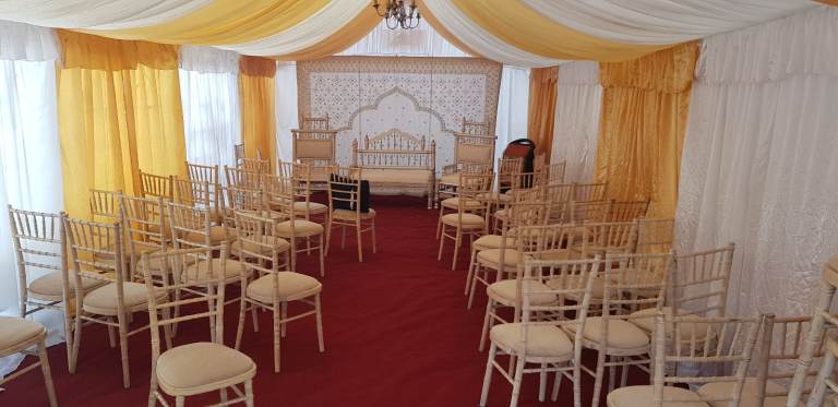 Limewash Chiavari Chairs and tables for hire