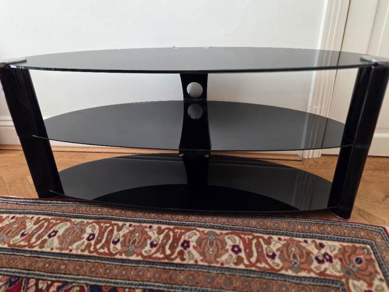 Smoked glass Curved 3 tier TV stand