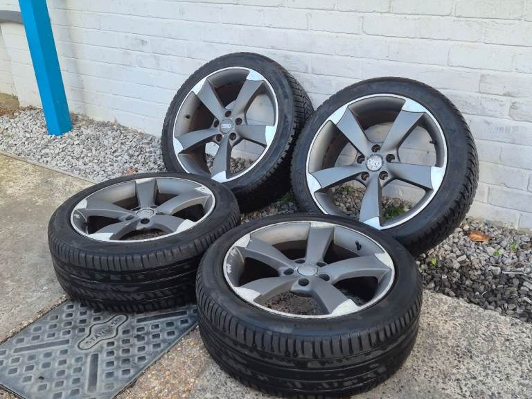 🌟Audi rotar style 18 inch alloy wheels 5x112 with PREMIUM TYRES 6M++ A3 A4 A5 A6 CADDY GOLF 