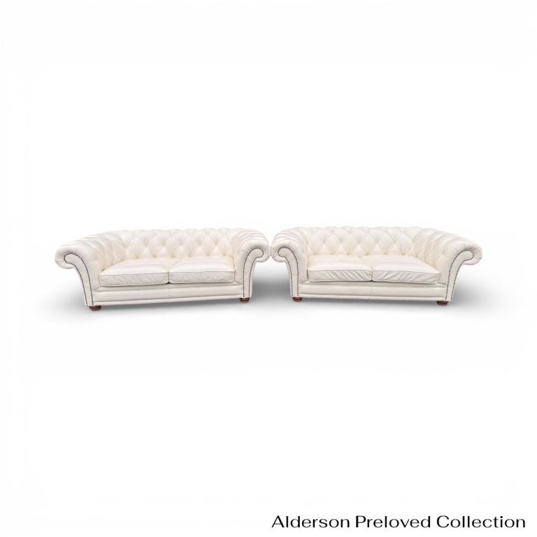 White chesterfield 3&2 seater 