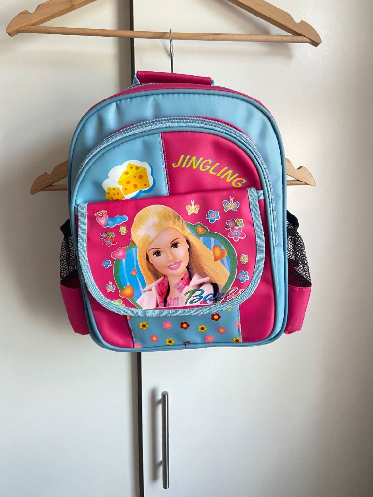 Novelty Pink Blue Backpack, Y2K Doll Bootleg Bag, Jingling Cheese Rucksack