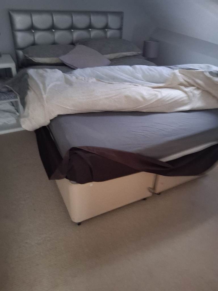 Free Double Bed Devan with Headboard  – Good Condition