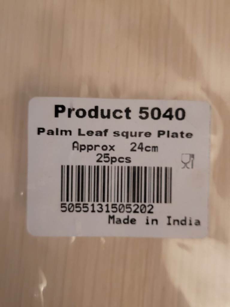 New Palm Leaf Square Plates - Approx 24cm, 25pcs x 2