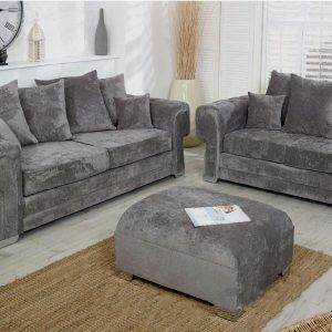 Verona 3&2 Seater Sofa Set Chenille Fabric Grey Available/Next Day Delivery/Call Us NOW