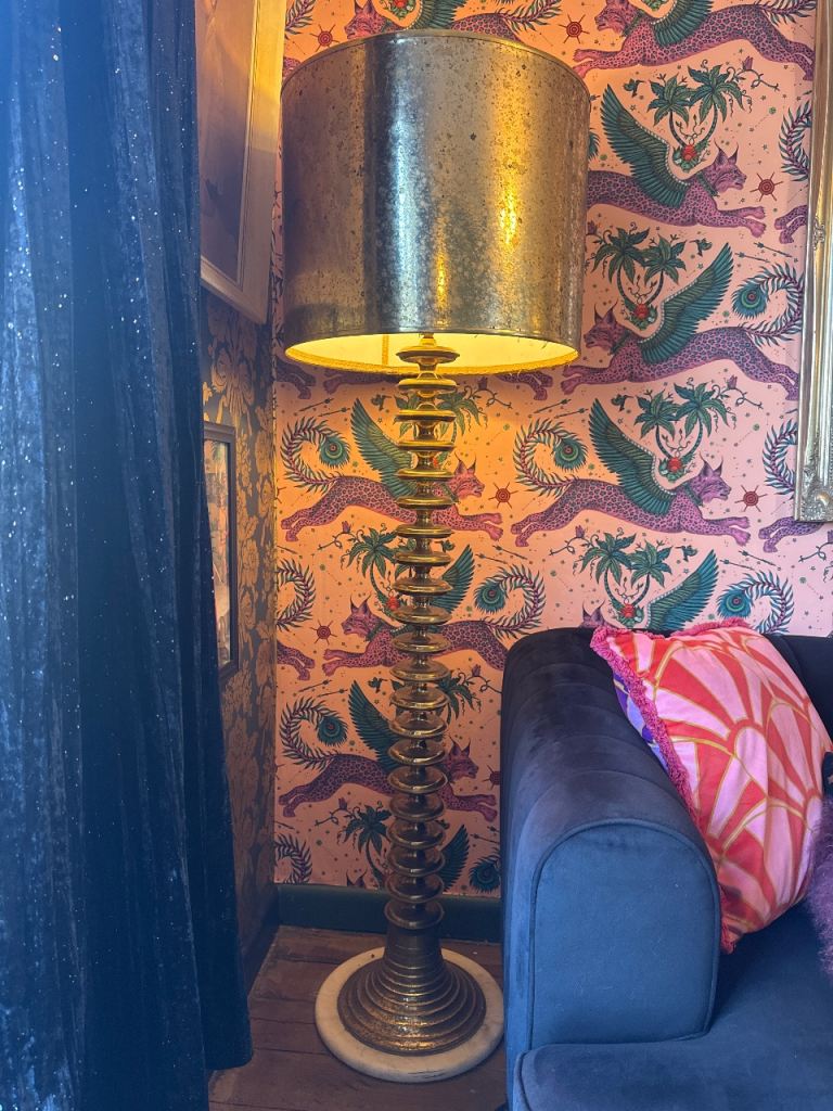 Stunning 60s Vintage retro gold marble standard tall lamp 