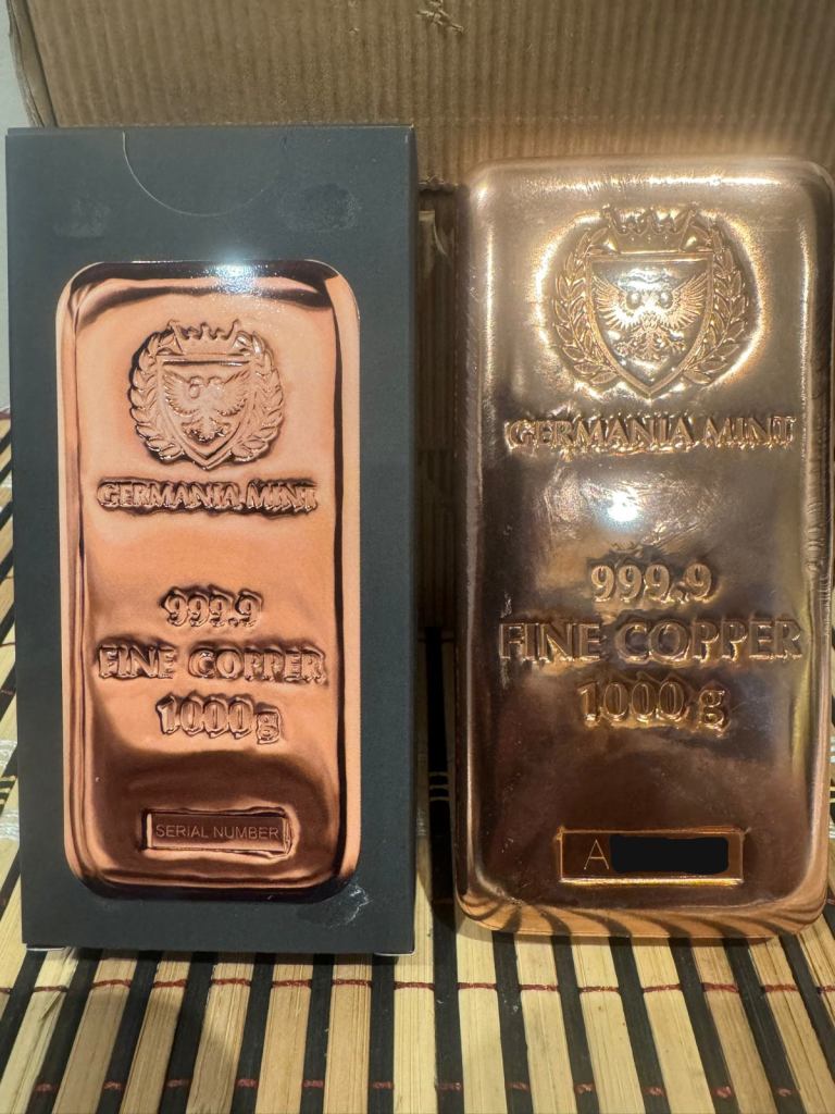 Germania Mint 1KG Copper Cast Bar 1000g Original Investment Product 999.9 Fine Copper Boxed & Sealed