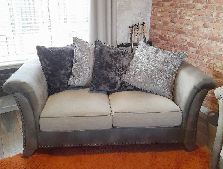 PAIR OF 2 SEATER SOFAS IN BRUSHED LEATHER