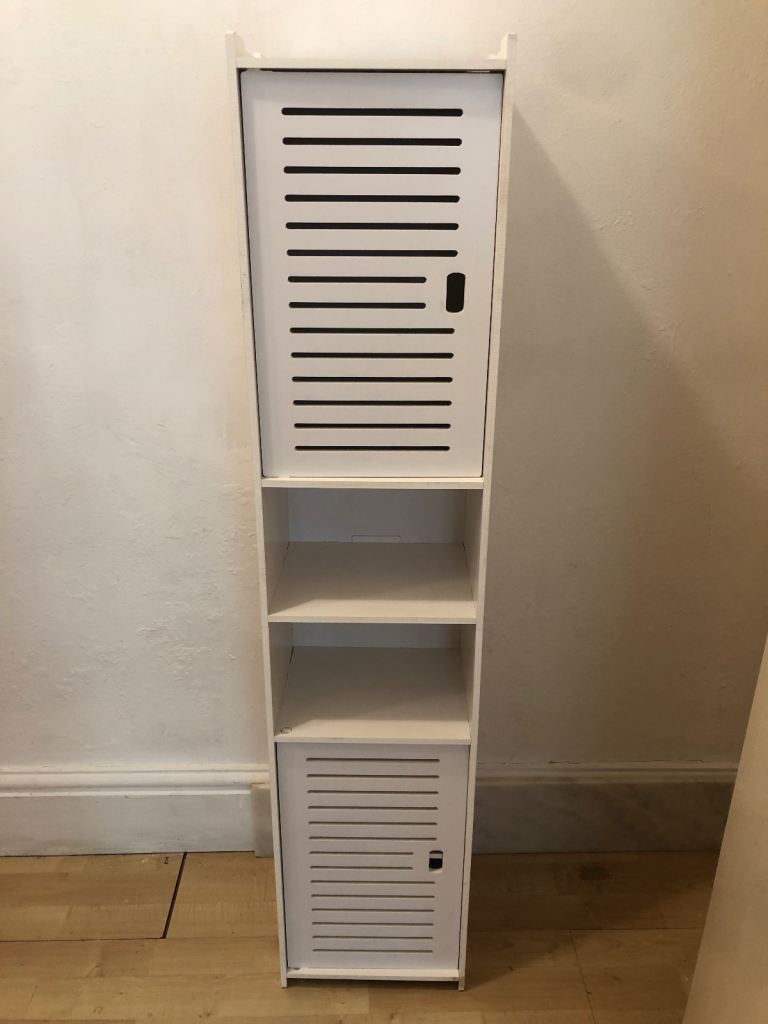 Tall White Bathroom Cabinet with Shelves