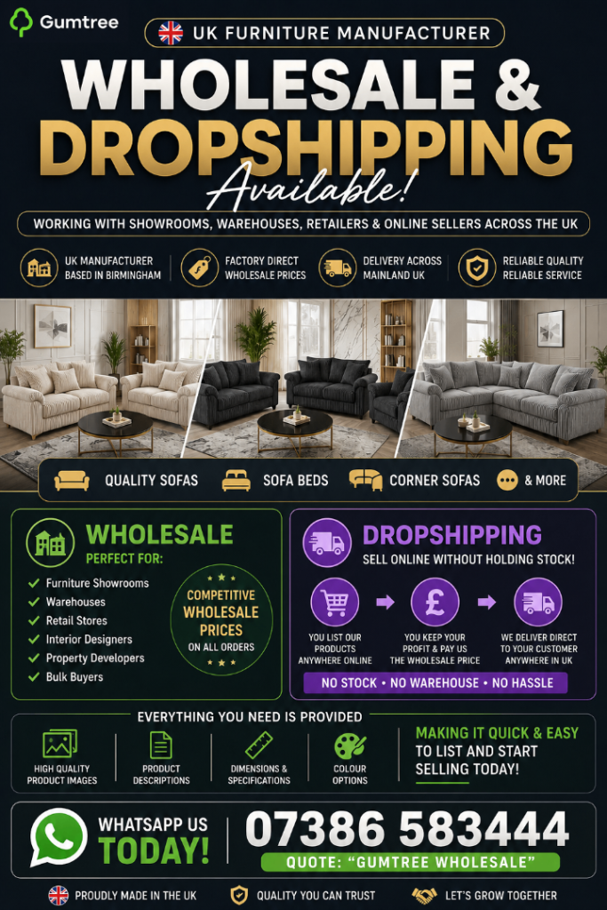 UK Furniture Wholesale & Dropshipping | Factory Direct Sofas | Showrooms & Online Retailers
