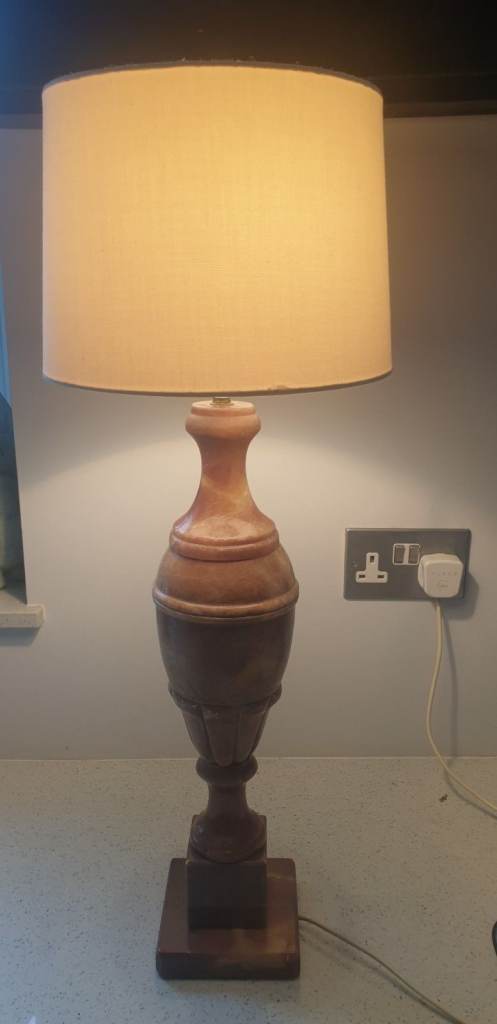 Vintage Marble / Onyx alabaster Table Lamp Attractive Heavy 48cm Tall